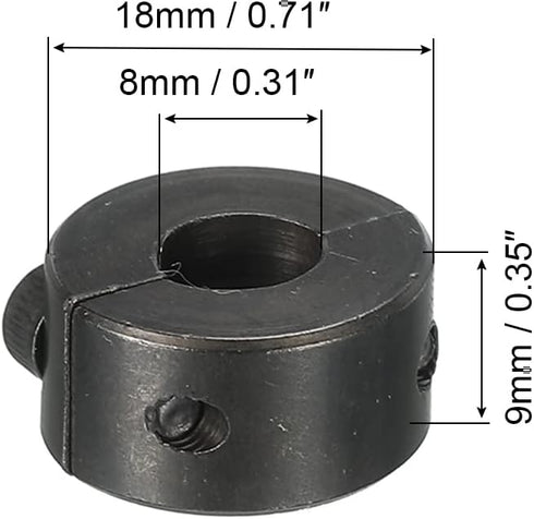 MECCANIXITY Shaft Collar, 0.31 Inch Bore Double Split Carbon Steel Clamping Collar with Set Screw