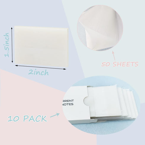 Transparent Sticky Notes, 500 Sheets, 1.5 x 2 in, Clear Self-Stick Note Pads, 10 Packs