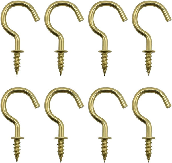 50Pcs Brass Plated Ceiling Hooks | 7/8 Inches Screw Hooks