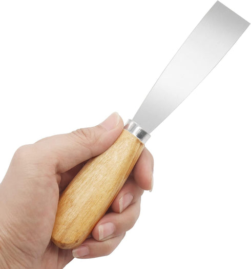 1 Inch Putty Knife, Metal Scraper with Wooden Handle for Drywall, Patching, Painting, Taping, and Scraping
