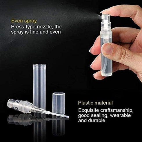 GANPUB 5Pcs Containers(2ml) Mini Transparent Spray Bottle, Empty Plastic Spray Bottle Fine Mist Refillable Perfume