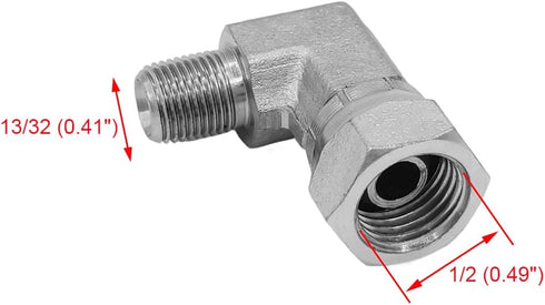 (2-PACK) 1501-02-04 Hydraulic Hose Adapter Fitting 1/8" Male (1/8"-27NPTF) × 1/4" Female (1/4"-18NPSM) Swivel 90° Elbow SAE Pipe Joints Tube Connector Carbon Steel by BEITERSTOE