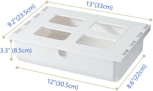 Poeland Under Desk Drawer Self-Stick Storage Organizer for Office Home School, Large Size White, 2 Pack