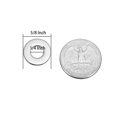 1/4" Stainless Flat Washer, 5/8" Outside Diameter, 18-8(304) Stainless Steel Washers, 100 Pack