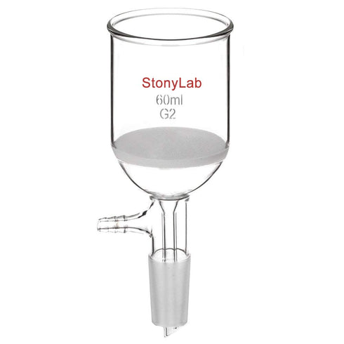 StonyLab 60ml Borosilicate Glass Buchner Filtering Funnel with Medium Frit, 24/40 Standard Taper Inner Joint