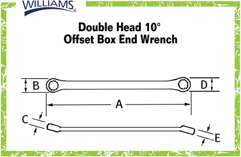 Williams BWM-1315 10-Degree Offset Box End Wrench, 13 by 15 Millimeter