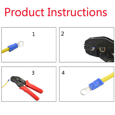 ESUPPORT 100Pcs Red 1/4" Copper Ring Insulated Terminal Connectors, 16-22 Ga Crimp Wire Electrical Cable Kit