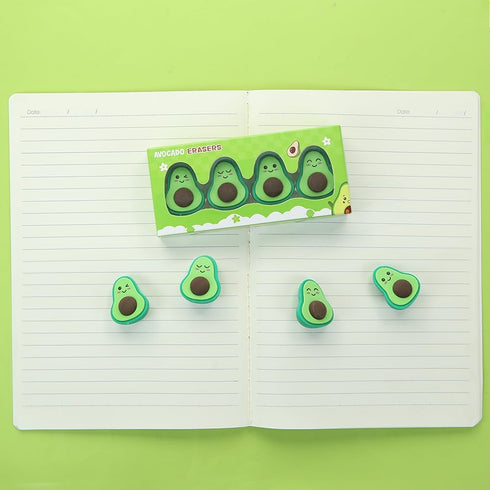 Avocado Erasers, 3D Mini Fruit Erasers, 4Pcs Cute Pencil Erasers for Kids and School Supplies