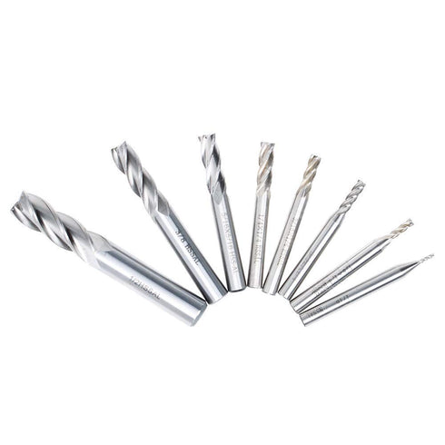 AUTOTOOLHOME 1/8" to 1/2" High Speed Steel HSS 4 Flute Straight End Mill Cutter, Set of 8