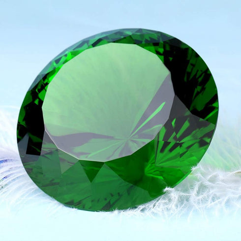 Crystal Glass Diamond Shaped Decoration, Green 60mm Jewel Paperweight, Gift Decoration Idea for Christmas