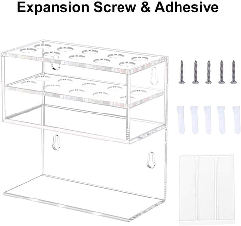 HIIMIEI Dry Erase Marker Holder for Whiteboard, Wall Mounted 2-Tier 10-Slot Clear Acrylic Organizer