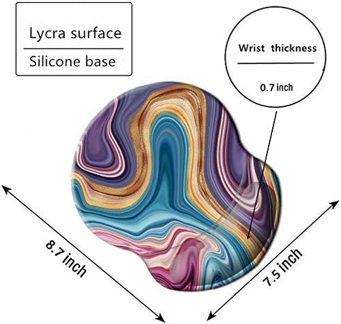 Boutilon Ergonomic Wrist Rest Support, Gaming Mouse Pad with Lycra Cloth, 8.7 x 7.5 inches, Marble Design