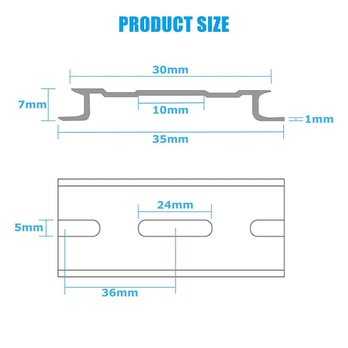 20 Pieces 13 Inch Aluminum DIN Rails Slotted for Mounting Hardware Components, 35mm Wide