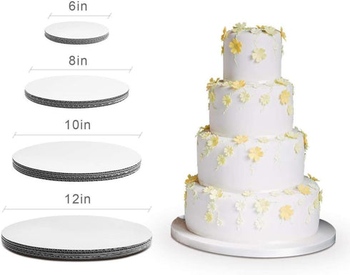 White Round Greaseproof Cake Boards, Cake Circle Base, 6/8/10/12 inch, 5 of Each Size