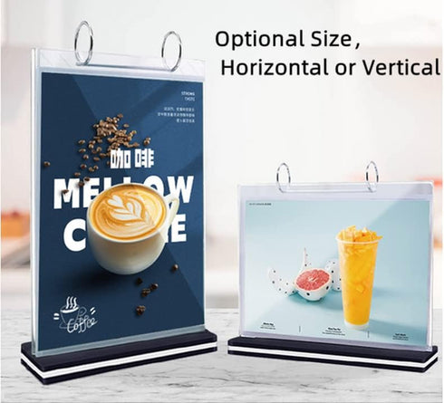 Rikyo 6 Pages-12 (Vertical-4x6) Acrylic Sign Holder,Table Card Multi-Page Flip Display Sides,T Shape Double-Sided