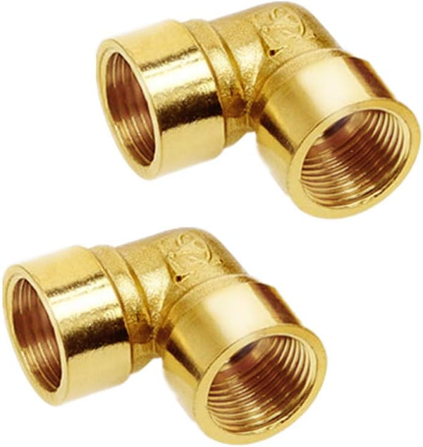 Joywayus 90-Degree Female Elbow Pipe Fitting - Forged Brass 1/2" Female x 1/2" Female (Pack of 2)
