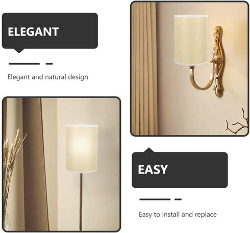 2pcs Luxshiny Linen Lampshade Replacement for Table Floor Lamps Elegant Cover for Home Hotel -Protective Natural Design