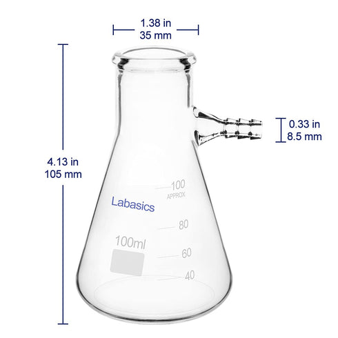 Glass 100 ml Heavy Wall Borosilicate Filtering Flask, Bolt Neck with Tubulation
