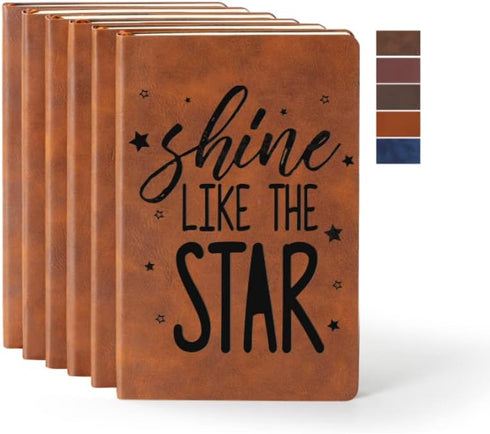 PYD Life 6 Pack Leather Notebooks - A5 Journal Lined Blanks, 5.8" x 8.3", 200 Pages for Work School