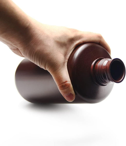 Othmro 2Pcs 33.8oz Plastic Containers - 1000ml Small Mouth Liquid Solid Storage Bottles, Brown