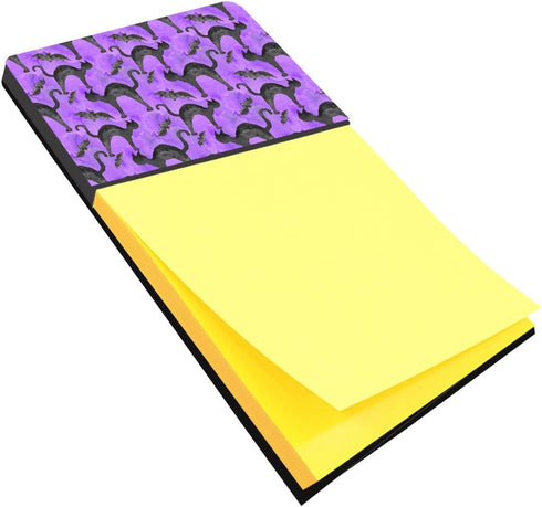 Watercolor Halloween Sticky Note Holder, Black Cats on Purple