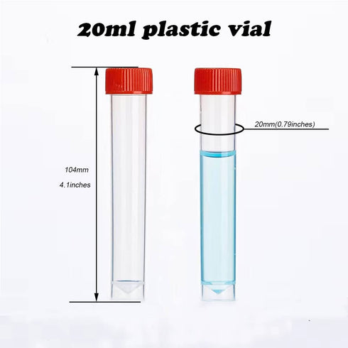 20ml Plastic Small Vials with Screw Caps Sample Tubes,PP Material, Free from DNase, RNase, Human DNA(30pcs)
