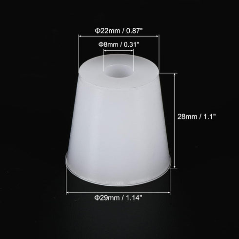 MECCANIXITY Silicone Rubber Tapered Plug 22mm to 29mm with Hole White for Powder Coating, Painting, Anodizing, Plating, Sandblasting, Laboratory Use 2 Pieces