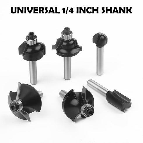 UTRUSTTO 1/4 Inch 15 1/4" Set Router Bits Shank Pieces, Tungsten Carbide Router Bit with Wood Box, for Professional
