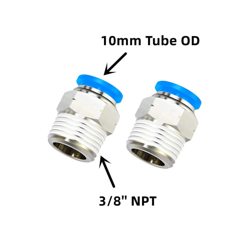 PNEUMATIC Push to Connect Fitting 10MM Tube OD x 3/8 Inch NPT Thread Male Straight Connector Air Fittings Blue PC10-N3(Pack of 10)