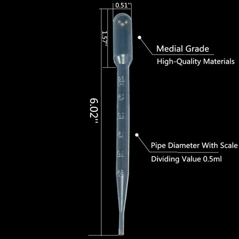 100pcs Plastic Disposable Transfer Pipettes - 3ml Calibrated Eye Droppers for Lip Gloss, Essential Oils & Laboratory