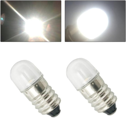 10pcs E10 LED Bulbs, 12V Cool White Miniature Screw LED Lamps, 0.5Watts, 65Lm, 12 Volt