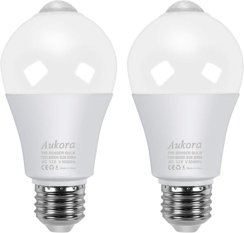 Aukora Motion Sensor Light Bulbs, 12W (100-Watt Equivalent) E26 Motion Activated Dusk