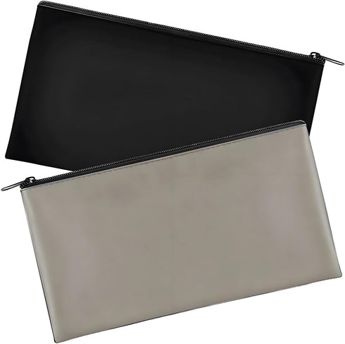 TsuvyXeg Money Bags with Zipper Cash Bank Deposit Pouch Leather Passports Bag Document