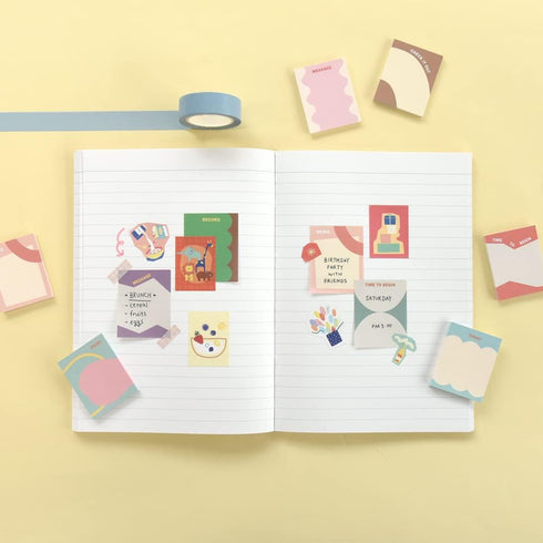 Monolike Color Palette Sticky Objet 300 A Set 4P, Self-Adhesive Memo Pad with 30 Sheets