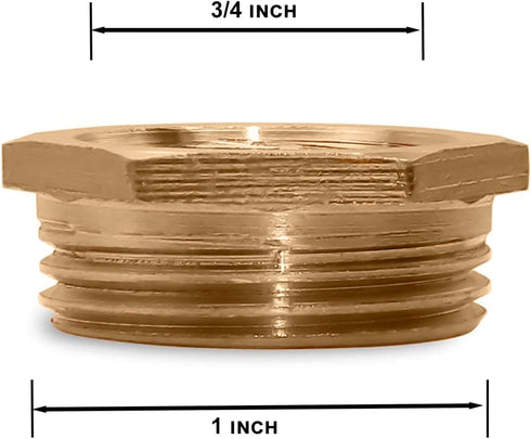 Brass Bushing 3/4" Female x 1" Male Threaded Reducer Bushing Pipe Fittings