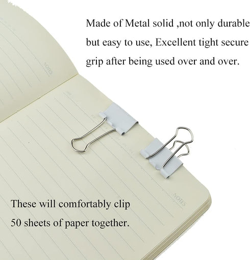 HAHIYO Binder Clips, Heavy Duty Paper Clamps, 0.98 inches Width, No Sharp Edges, 25 Pack for Home Office School