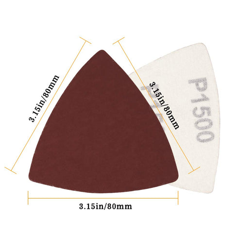 SPEEDWOX 30 Pcs Hook and Loop Triangle Sandpaper, 1500 Grit 80mm for Oscillating Multi Tool Detail Sander