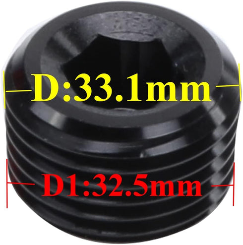1" NPT Male Socket Allen Head Plugs Aluminum Black, 2 Pack