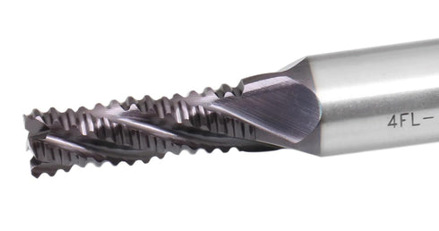 Accusize Industrial Tools M42 8% Cobalt TiAlN Roughing End Mill, 1/4" Diameter, 3/8" Shank Diameter