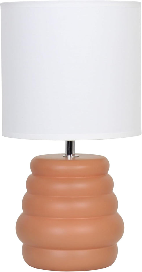 Simple Designs LT1168-TER 12.68" Chic Glow Mini Stacked Ceramic Table Lamp, Monochromatic