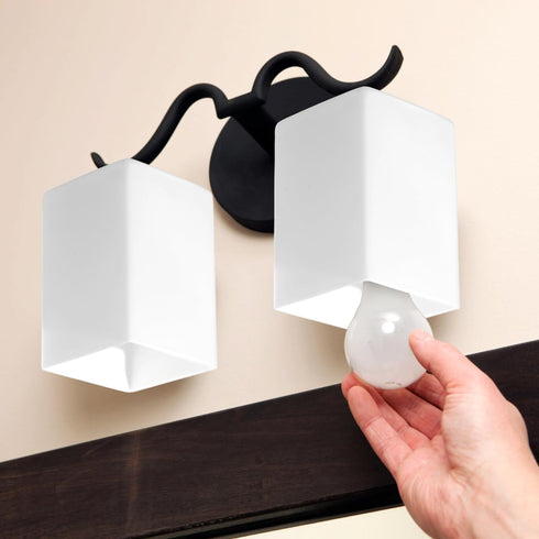 Set 2 E27 3.9X5.6 Inch, STOBAZA Square Lampshade of White Frosted Glass Lamp Shade Fits for Wall Table Floor Lamp