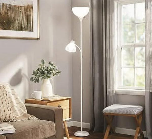 CNEIESD 72-Inch Dual-Light Combination Floor Lamp - Modern Design for Multi-Scene Use (White)