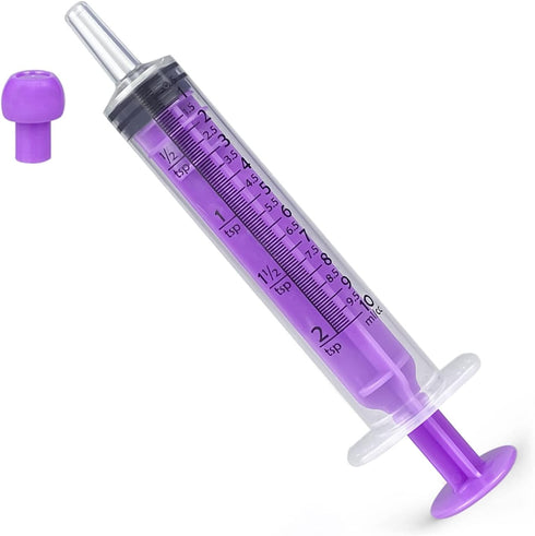 Plastic Syringe with Cap, Individually Packaged, Liquid Measuring Syringe for Labs and Pet Feeding