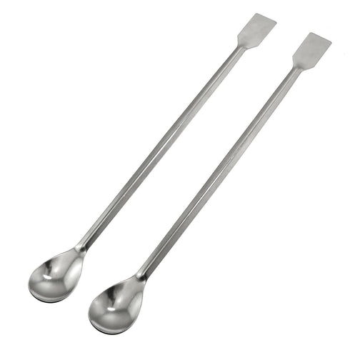 Maxmoral 2PCS Extended 30cm/11.8 inch Sampling Spoon, 2 in 1 Stainless Steel Lab Spoon Spatula, Reagent Sampling Tool