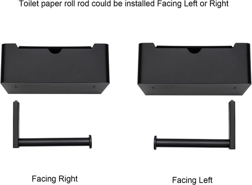 Toprema Matte Black Toilet Paper Holder Tissue Roll Hanger with Shelf Flushable Wipes Dispenser Storage Box Large