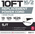 Iron Forge Cable 16 AWG Replacement Power Cord with Open End - 10 Ft Black Extension Cable, 2 Wire 16/2 SJT
