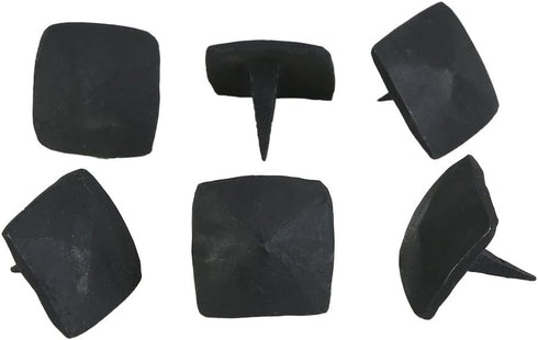 A29 Set of 6 Square Pyramid Decorative Iron Nails, 1 1/4 X 1 Inch, Natural Black Iron Finish