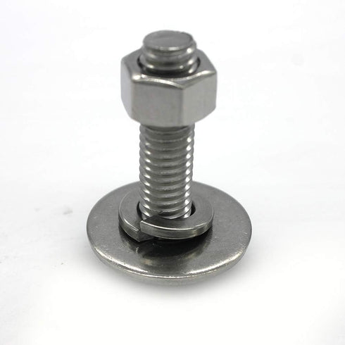 (6 Sets) 3/8-16x1-3/4 Stainless Steel Hex Head Screws, Bolts, Nuts, Flat & Lock Washers, 18-8 (304) Fully Threaded by