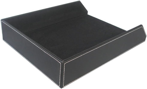 KINGFOM Letter Tray, PU Leather Paper Organizer for Desk, A4 Size Black Storage Holder for Office, Home, School
