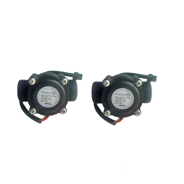 3/4" Water Flow Sensor Food-Grade Switch Hall Effect Flowmeter Fluid Meter Counter 1-60L/min, Pack of 2